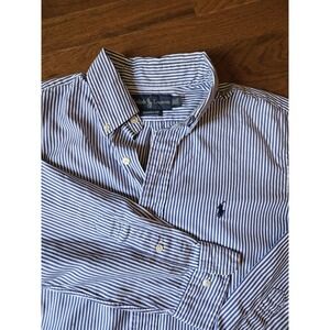 Ralph Lauren Classic Fit Shirt Mens M Long Sleeve Blue Stripes Button Down 15.5